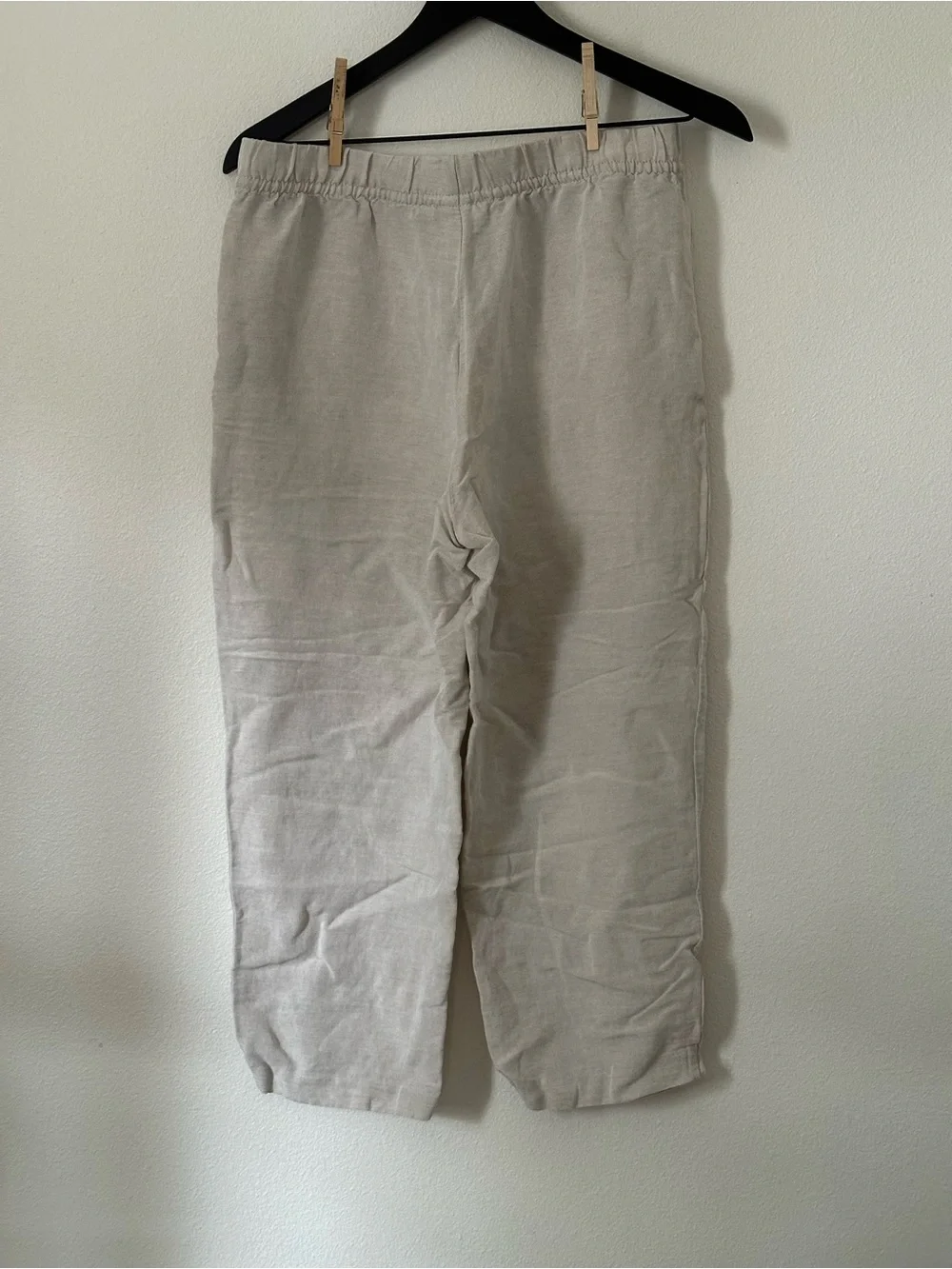 H&M Women’s Linen-Blend Beige / Off-White Drawstring Pants
